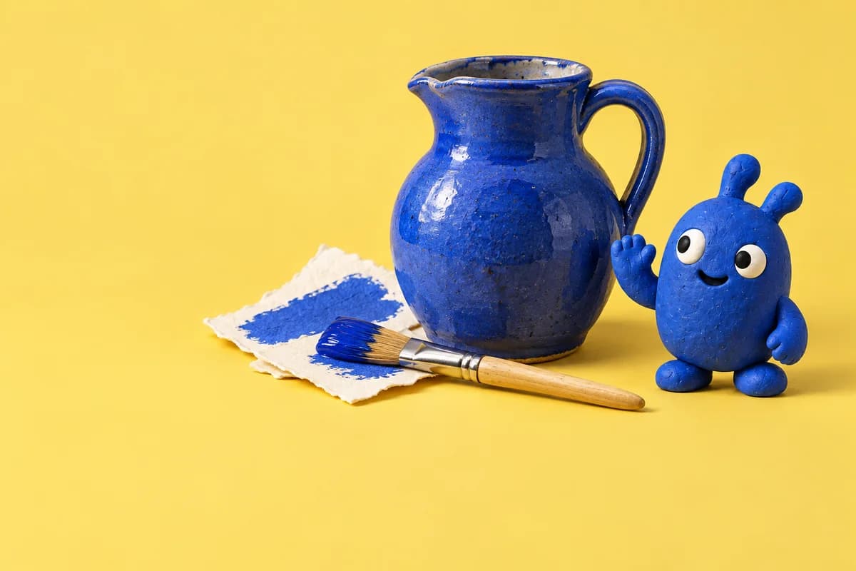 La mascotte Osealo et une création en céramique bleue